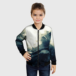 Бомбер детский Чёрно-синие абстрактные краски, цвет: 3D-черный — фото 2