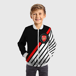 Бомбер детский Арсенал геометрия полосы, цвет: 3D-белый — фото 2
