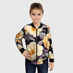 Бомбер детский Крупные жёлтые цветы, цвет: 3D-черный — фото 2