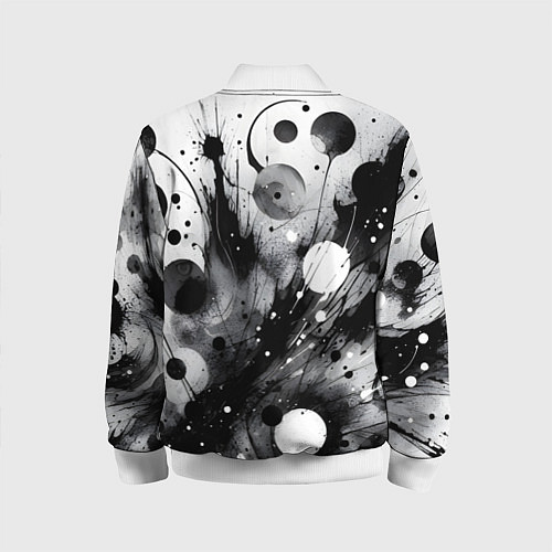 Детский бомбер Абстрактная чёрно-белая композиция / 3D-Белый – фото 2