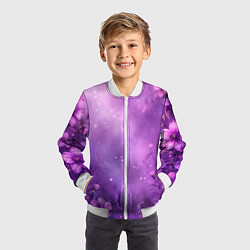 Бомбер детский Волшебные цветы в фиолетовой дымке, цвет: 3D-белый — фото 2