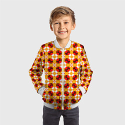 Бомбер детский Цветочная геометрия красно-желтая, цвет: 3D-белый — фото 2