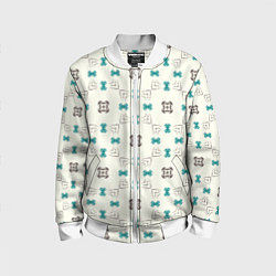 Бомбер детский Узорчатый паттерн в квадратных ячейках, цвет: 3D-белый