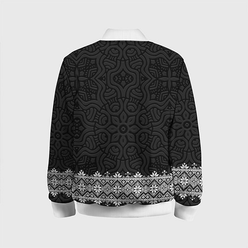 Детский бомбер Славянский орнамент с узорной вышиванкой / 3D-Белый – фото 2