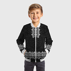 Бомбер детский Славянский орнамент с узорной вышиванкой, цвет: 3D-белый — фото 2
