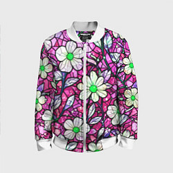 Детский бомбер Цветочный розовый витраж