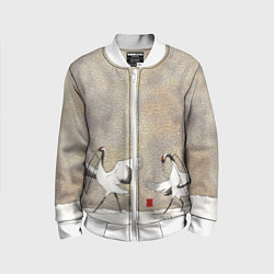 Бомбер детский Журавли на снегу, цвет: 3D-белый