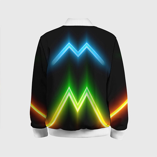 Детский бомбер Neon multicolored lines / 3D-Белый – фото 2