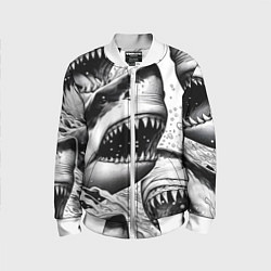 Детский бомбер Белая акула - стая