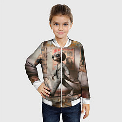 Бомбер детский Пришелец в костюме в полосочку, цвет: 3D-белый — фото 2