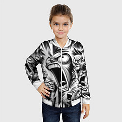 Бомбер детский Орущие рожицы и чёрные молнии - нейроарт, цвет: 3D-белый — фото 2
