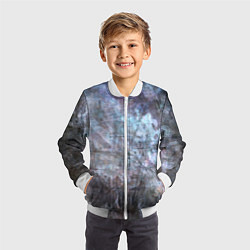 Бомбер детский Абстракция - gray-blue hurricane, цвет: 3D-белый — фото 2