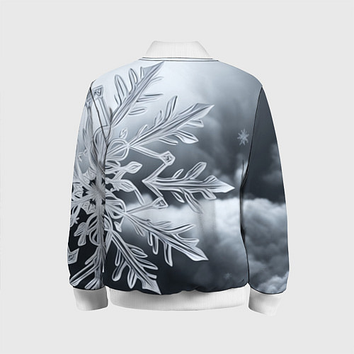 Детский бомбер Снежинка на черно белое / 3D-Белый – фото 2