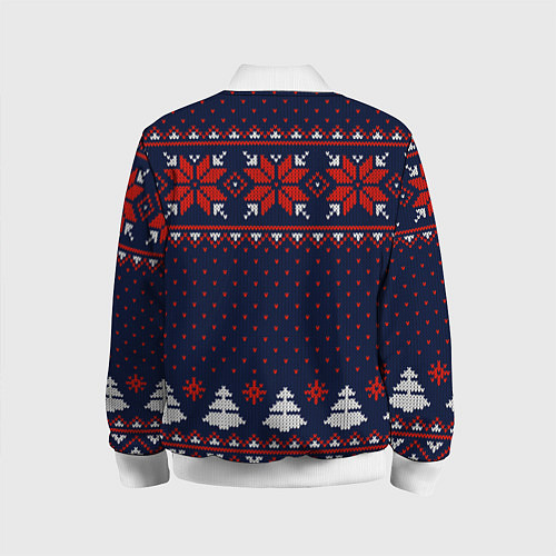 Детский бомбер Новогодний вязаный узор / 3D-Белый – фото 2