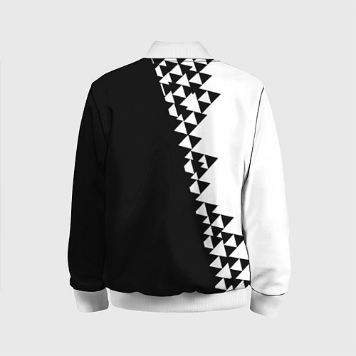 Детский бомбер Juventus черно белая геометрия текстура / 3D-Белый – фото 2