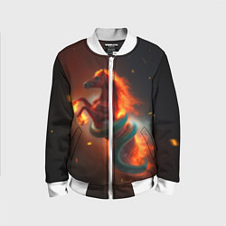 Детский бомбер Смена зелёной змеи на красную огненную лошадь