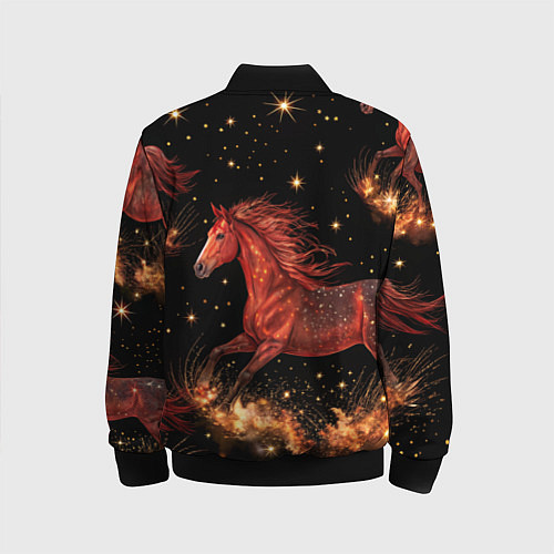 Детский бомбер Огненные лошади - паттерн / 3D-Черный – фото 2