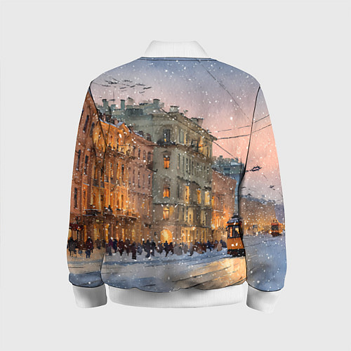 Детский бомбер Зимний Санкт-Петербург / 3D-Белый – фото 2