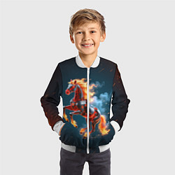 Бомбер детский Огненная лошадь киборг, цвет: 3D-белый — фото 2