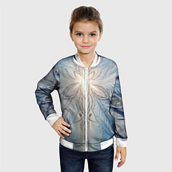 Бомбер детский Ледяной перьевой орнамент со светом, цвет: 3D-белый — фото 2