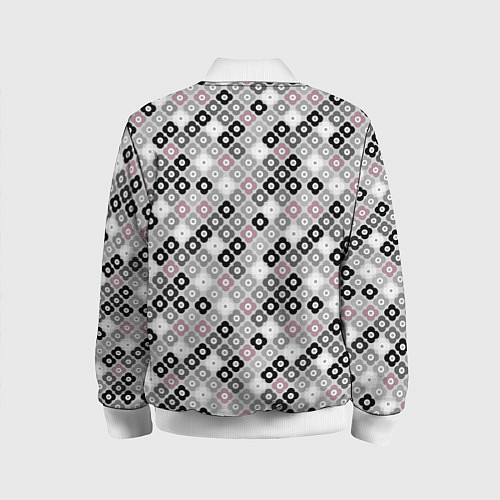 Детский бомбер Цветочный серо-розовый узор ретро / 3D-Белый – фото 2