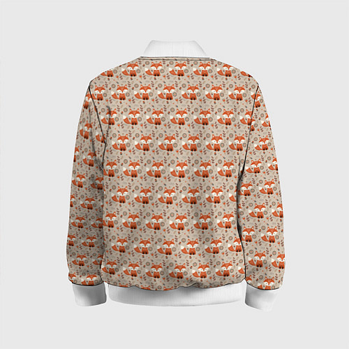 Детский бомбер Лиса сидит среди цветов и листьев / 3D-Белый – фото 2