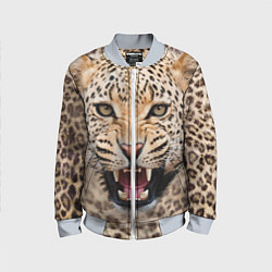Бомбер детский Взгляд леопарда, цвет: 3D-серый
