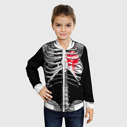 Бомбер детский Скелет с сердцем, цвет: 3D-белый — фото 2