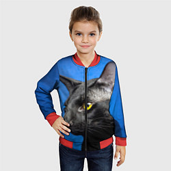 Бомбер детский Черный кот, цвет: 3D-красный — фото 2