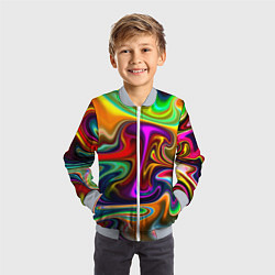 Бомбер детский Неоновые разводы, цвет: 3D-серый — фото 2