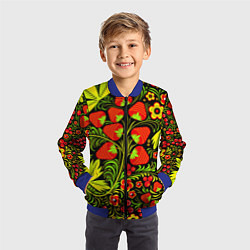 Бомбер детский Хохлома: земляника, цвет: 3D-синий — фото 2