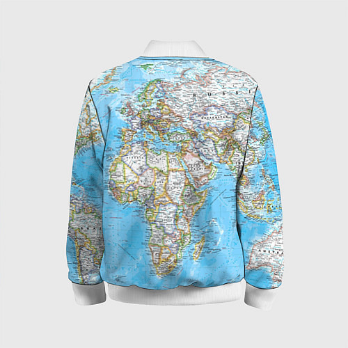Детский бомбер Карта мира - политическая / 3D-Белый – фото 2