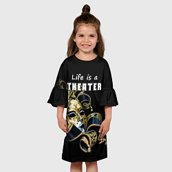 Платье клеш для девочки Жизнь - это театр, цвет: 3D-принт — фото 2