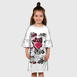 Платье клеш для девочки Рок сердца 4, цвет: 3D-принт — фото 2