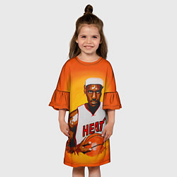 Платье клеш для девочки LeBron James: Heat, цвет: 3D-принт — фото 2