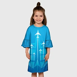 Платье клеш для девочки Космические войска, цвет: 3D-принт — фото 2