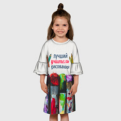 Платье клеш для девочки Учителю рисования, цвет: 3D-принт — фото 2