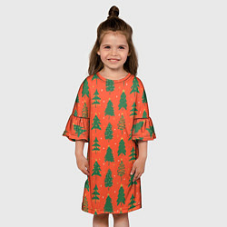 Платье клеш для девочки Ёлочки, цвет: 3D-принт — фото 2