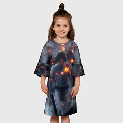 Платье клеш для девочки Темные силы, цвет: 3D-принт — фото 2