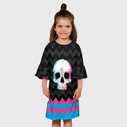 Платье клеш для девочки Colored Skull, цвет: 3D-принт — фото 2