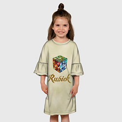Платье клеш для девочки Rubick's Cube, цвет: 3D-принт — фото 2