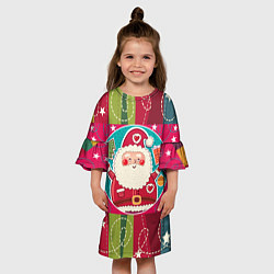 Платье клеш для девочки Дед мороз, цвет: 3D-принт — фото 2