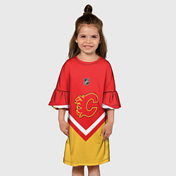 Платье клеш для девочки NHL: Calgary Flames, цвет: 3D-принт — фото 2