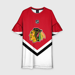 Платье клеш для девочки NHL: Chicago Blackhawks, цвет: 3D-принт