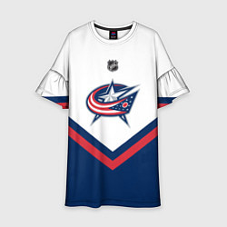 Платье клеш для девочки NHL: Columbus Blue Jackets, цвет: 3D-принт