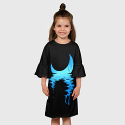 Платье клеш для девочки Отражение Луны, цвет: 3D-принт — фото 2