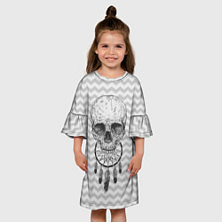 Платье клеш для девочки Череп мечтателя, цвет: 3D-принт — фото 2