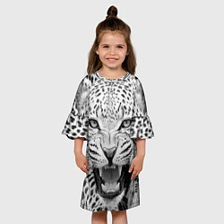 Платье клеш для девочки Белый леопард, цвет: 3D-принт — фото 2