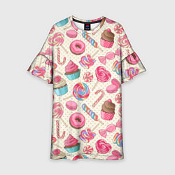 Платье клеш для девочки Радости для сладости, цвет: 3D-принт