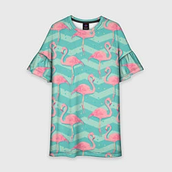 Платье клеш для девочки Flamingo Pattern, цвет: 3D-принт